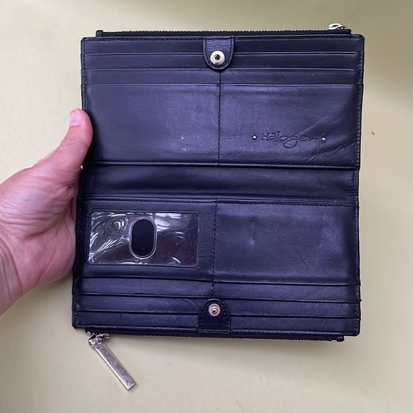 New vintage black/silver Halogen pebbled leather wallet - Picture 6 of 11